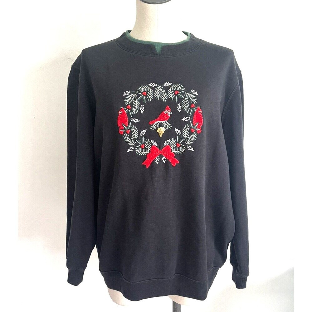 Baxter and Wells Womens Size 1X Cardinal Holiday Crew neck Sweatshirt Grannycore